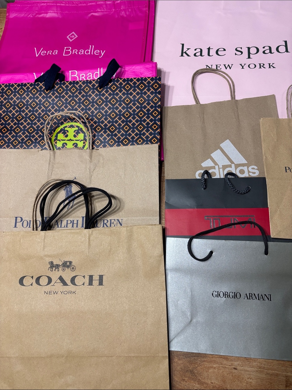 Designer Shopping Bag Lot with Coach Kate Spade Tori Burch Vera Bradley  & more